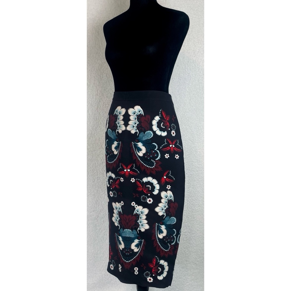 A.L.C. • Black/Multi Haley Garland Floral Silk Pencil Skirt, 2 - Picture 7 of 16